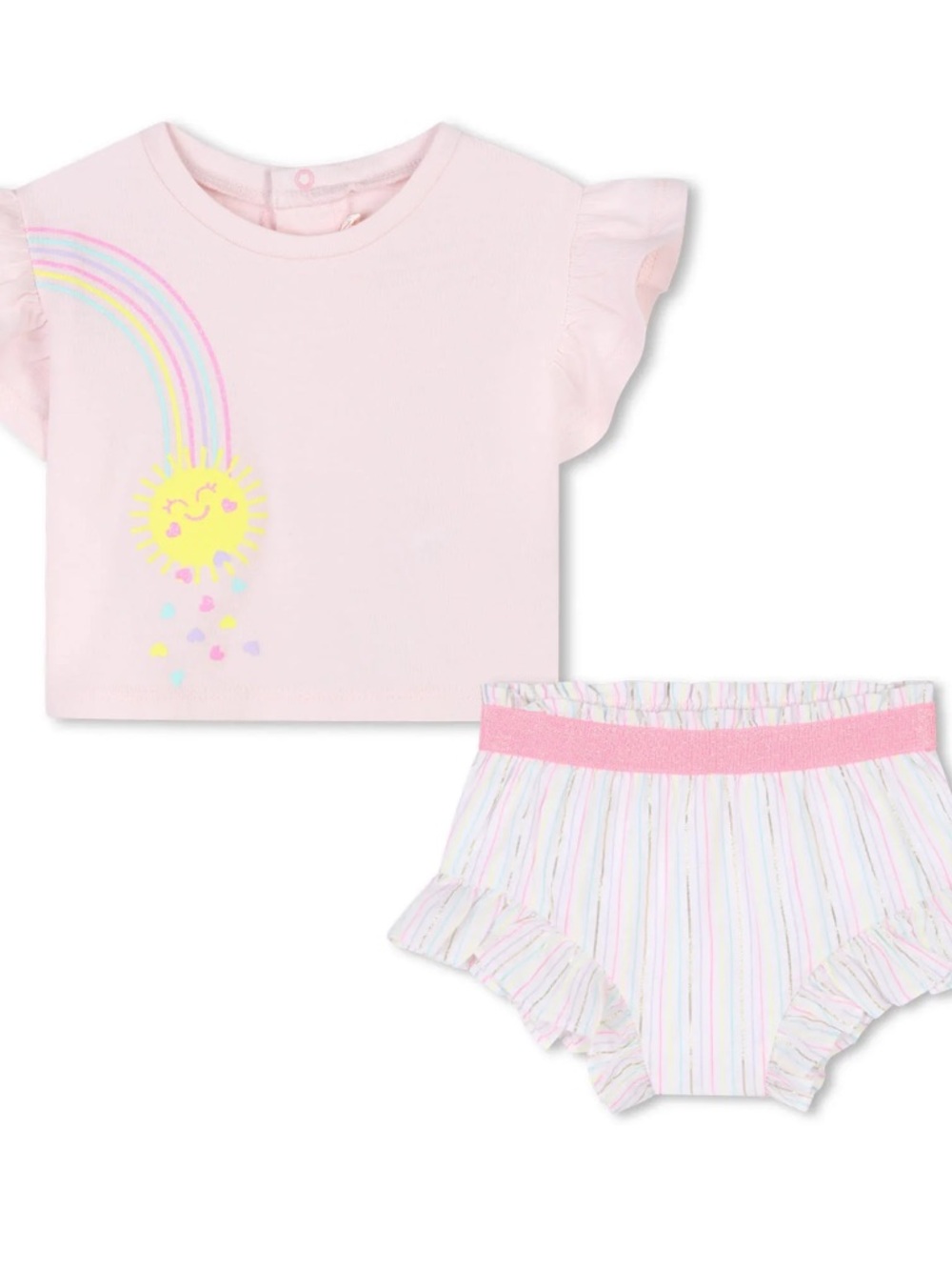 Billieblush Pink Rainbow Sun Two-Piece Set with Ruffle Bloomers
